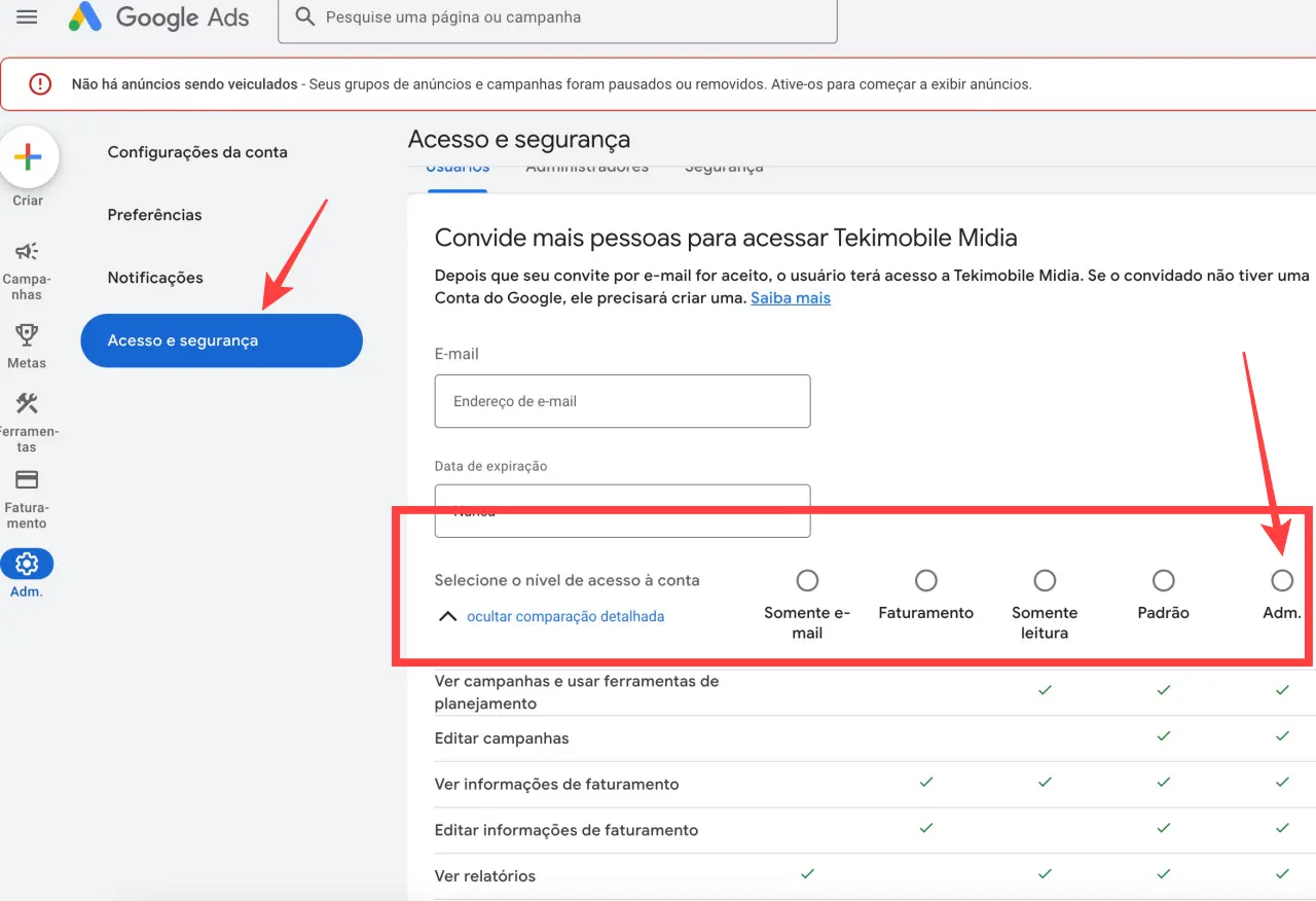 adicionar administrador Google Ads 2
